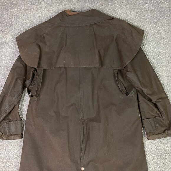 Vintage Outback Trading Company Co. Oilskin Duster Jacket Coat Men's Small Waxed - Picture 7 of 14